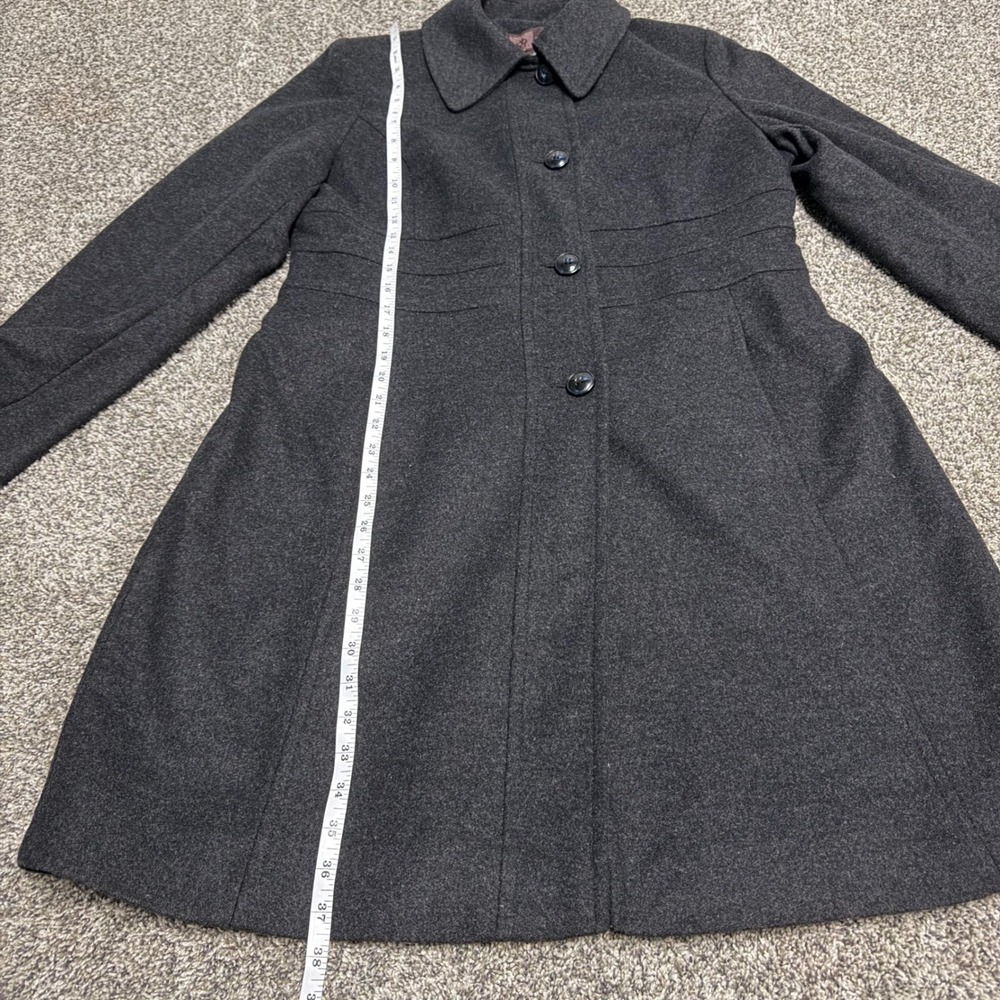 Anne Klein Womens Wool Cashmere Blend Single Breasted Coat Charcoal Grey Large - Picture 6 of 14